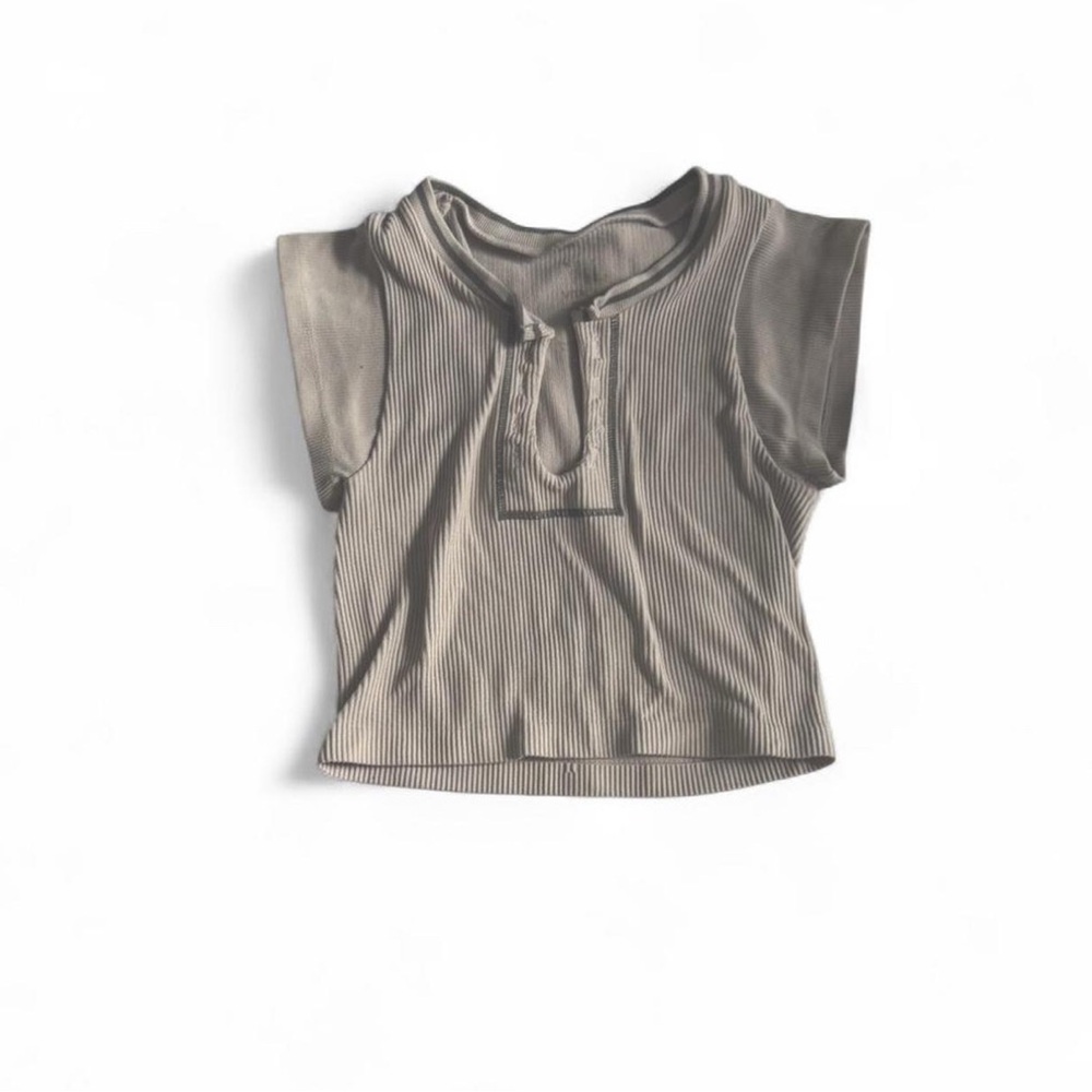 Gray Ribbed Crop Top
